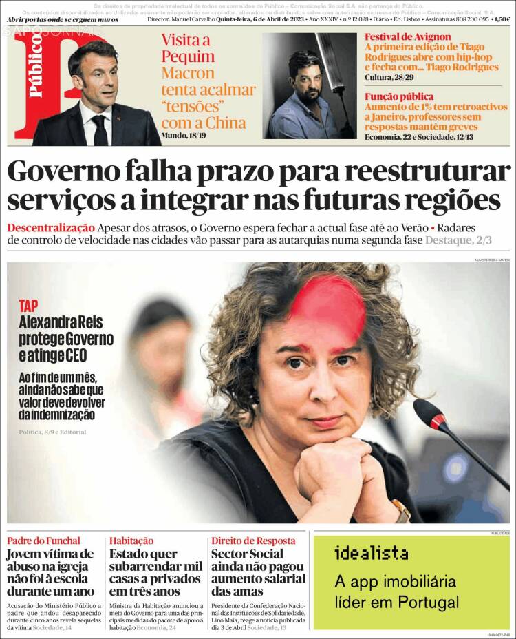 Portada de Público (Portugal)