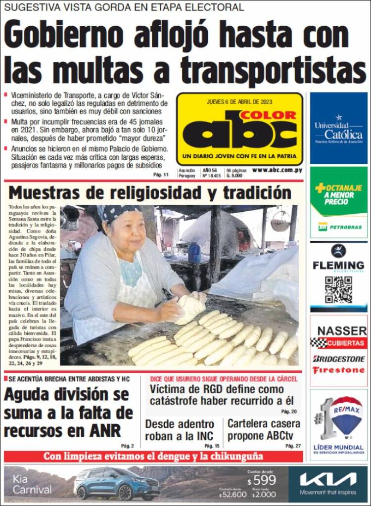 Portada de ABC Color (Paraguay)