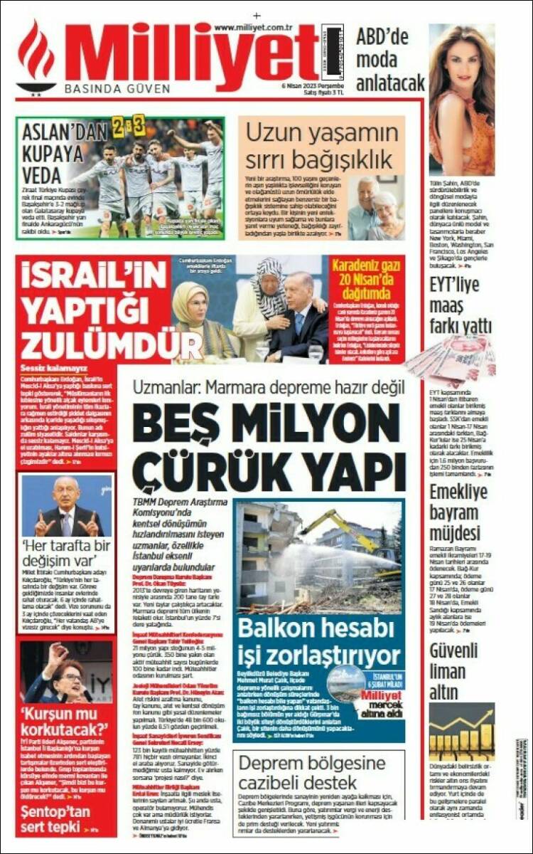 Portada de Milliyet (Turqu&iacute;a)