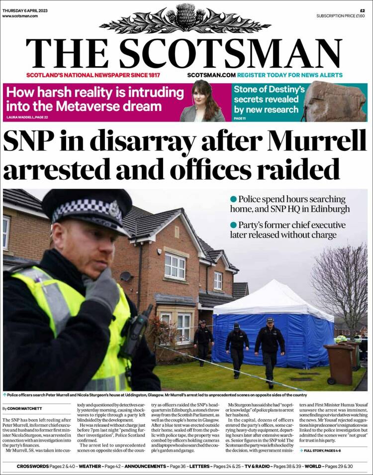 Portada de The Scotsman (Reino Unido)