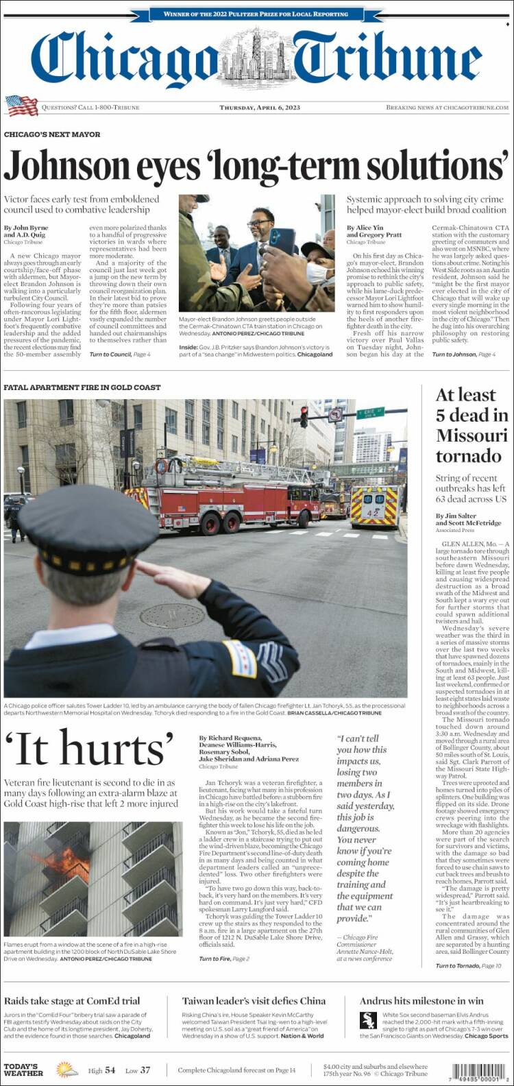 Portada de Chicago Tribune (États-Unis)