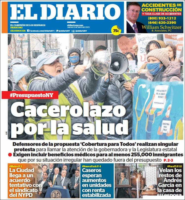 Portada de El Diario NY (États-Unis)