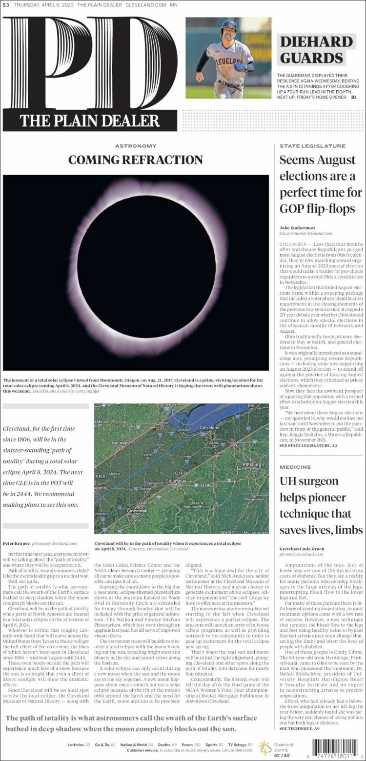 Portada de The Plain Dealer (États-Unis)