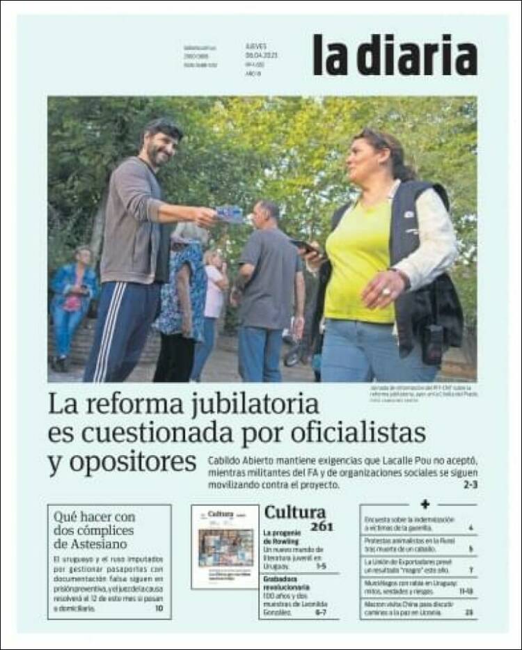 Portada de La Diaria (Uruguay)
