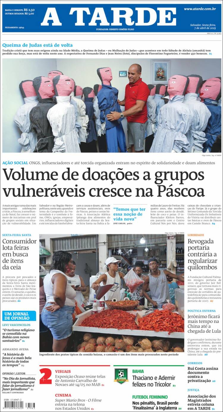 Portada de Diário A Tarde (Brasil)