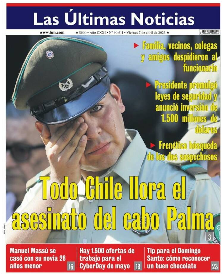 Portada de Las Últimas Noticias (Chile)