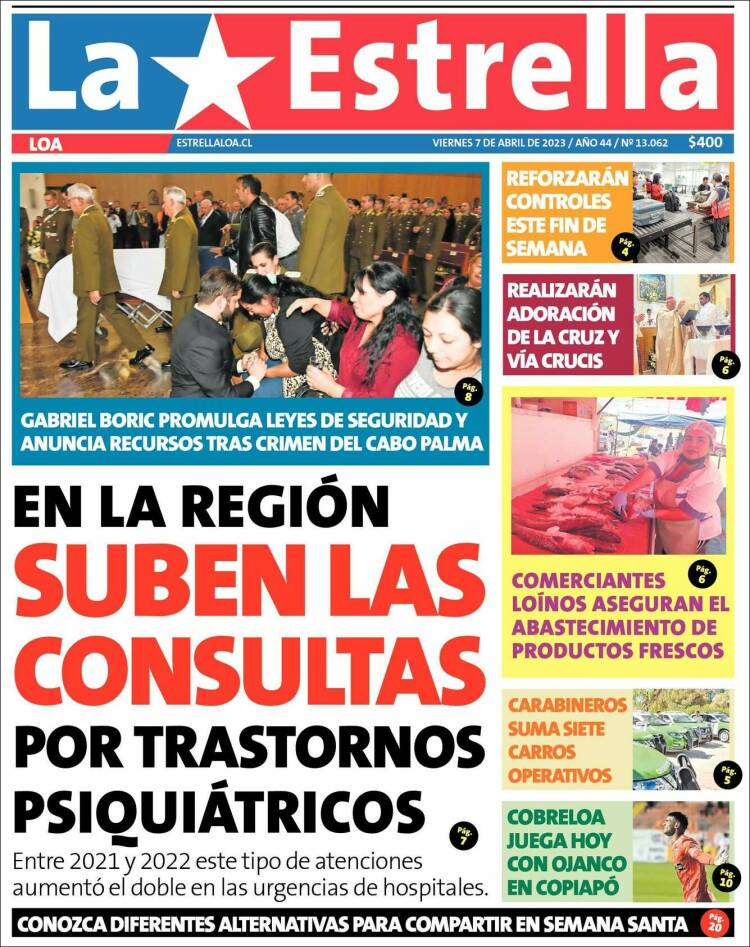 Portada de La Estrella de Loa (Chile)