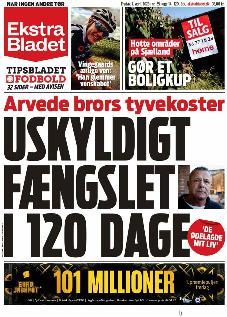 Portada de Ekstra Bladet (Dinamarca)