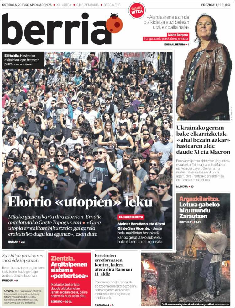 Portada de Berria (España)