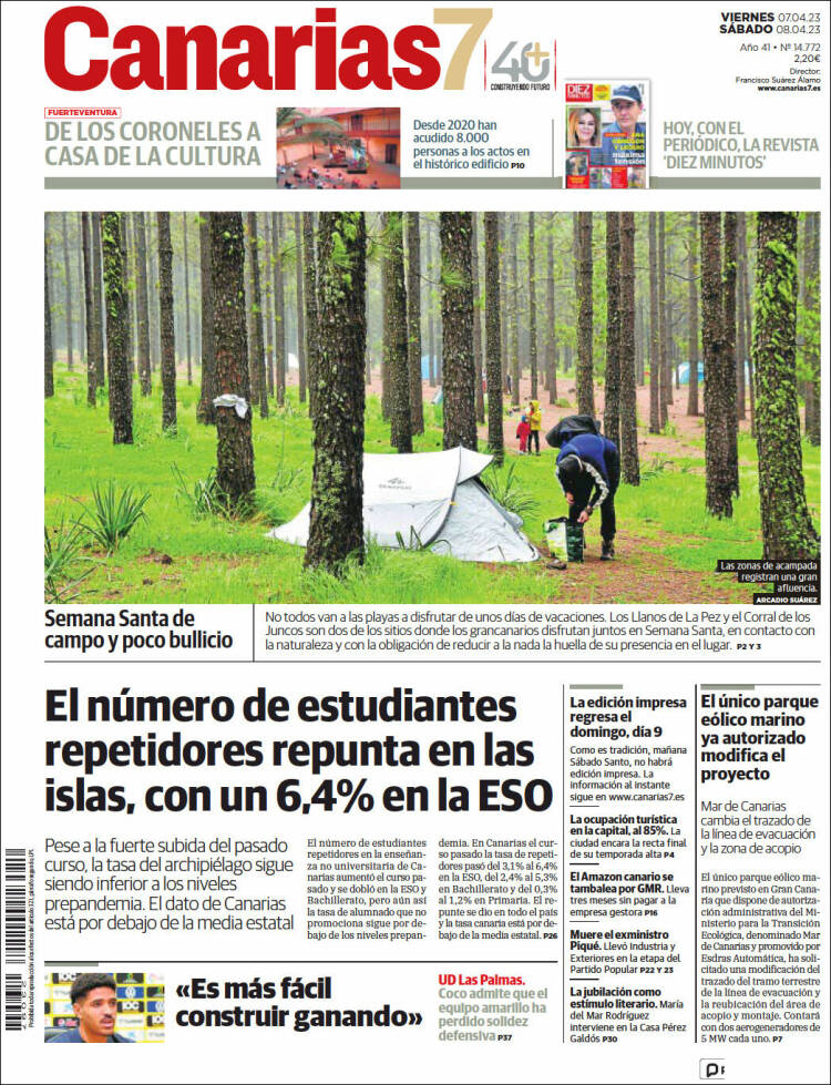 Portada de Canarias 7 (España)