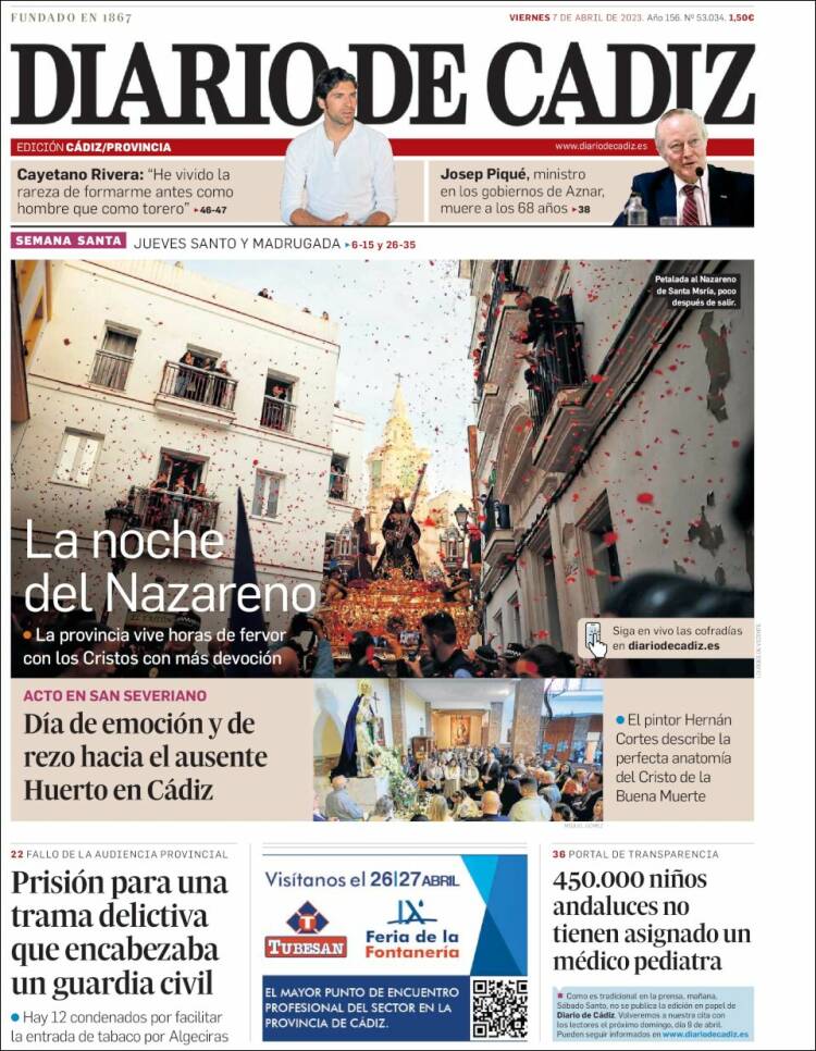 Portada de Diario de Cádiz (España)