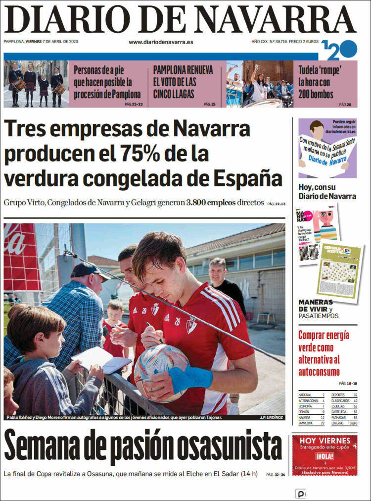 Portada de Diario de Navarra (España)