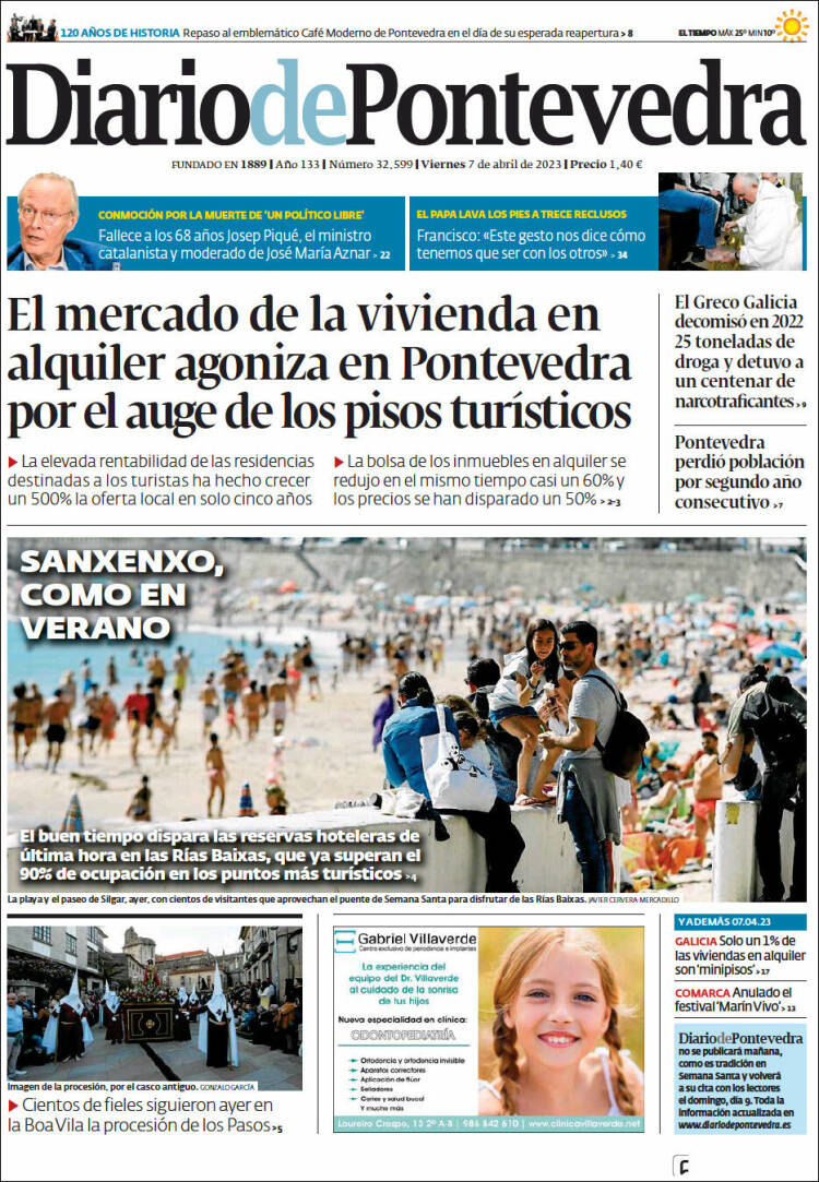 Portada de Diario de Pontevedra (España)