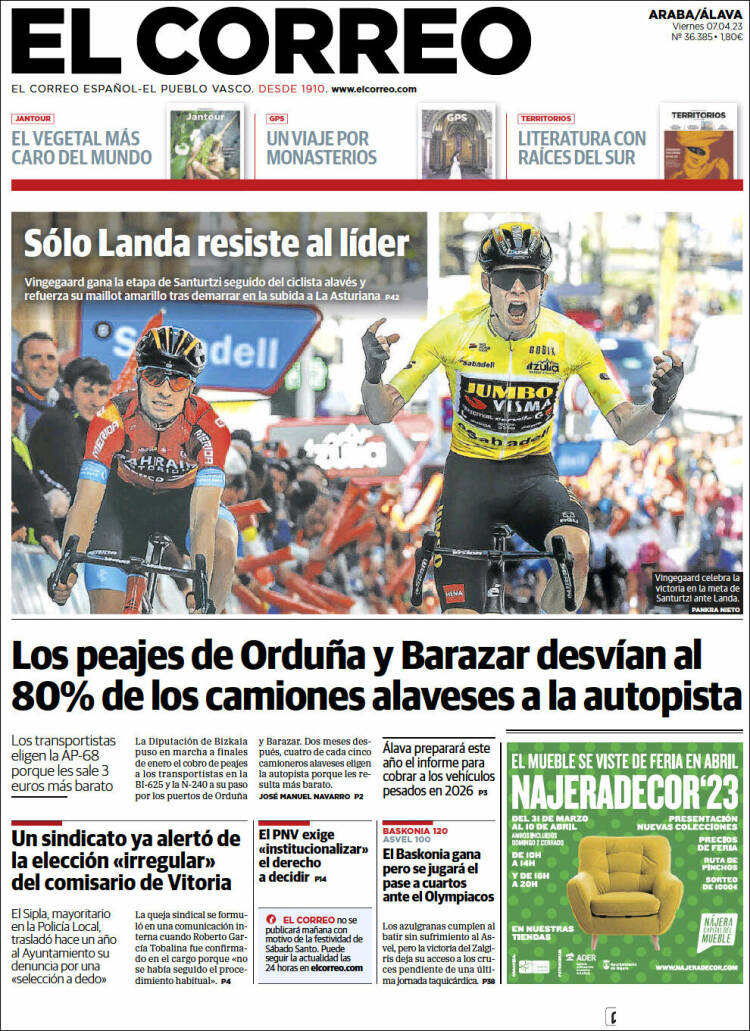 Portada de El Correo - Álava (España)