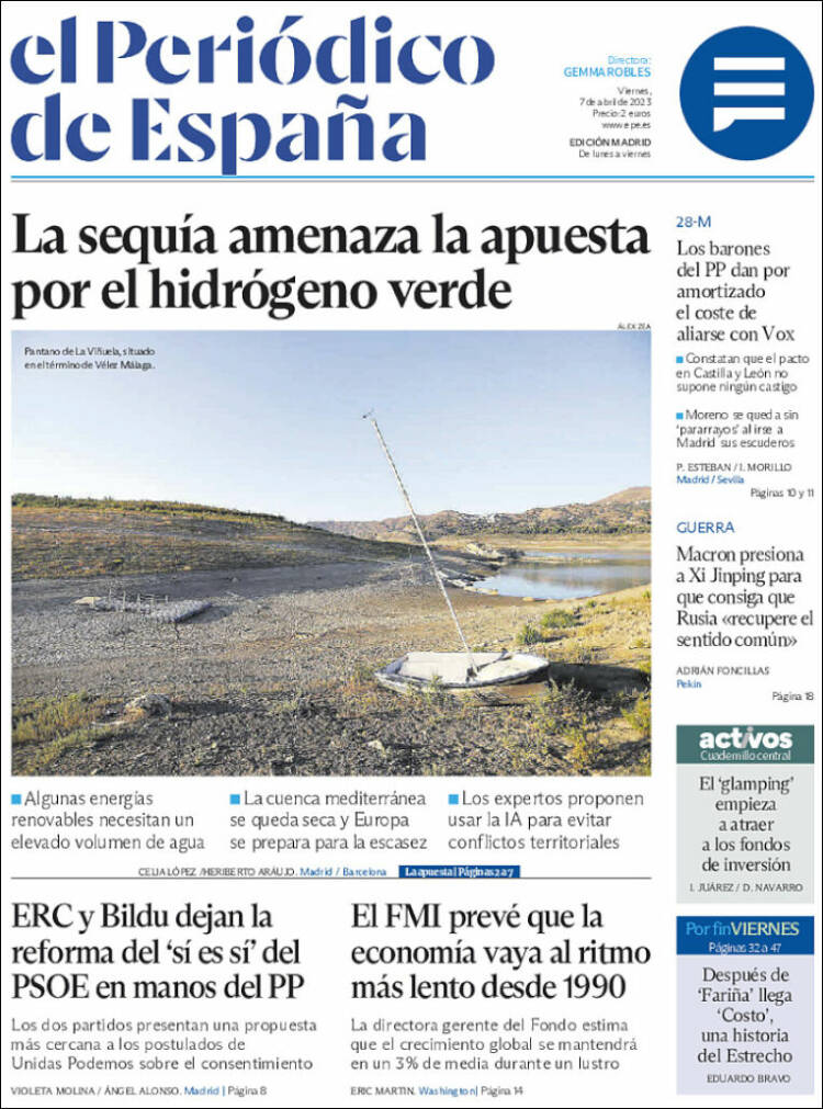 Portada de El Periódico de España (España)