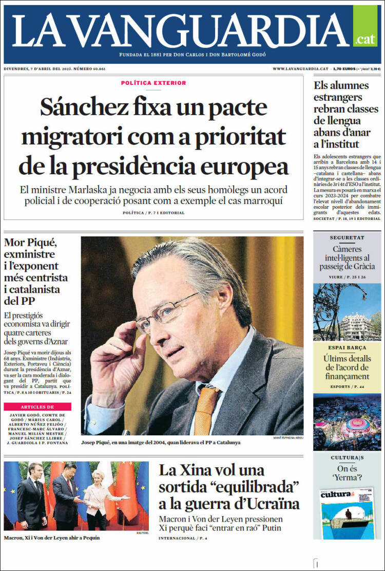 Portada de La Vanguardia (España)