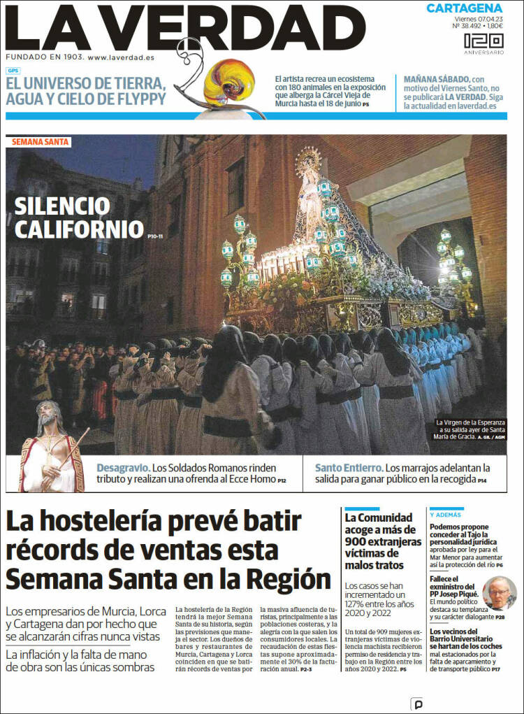 Portada de La Verdad de Cartagena (España)