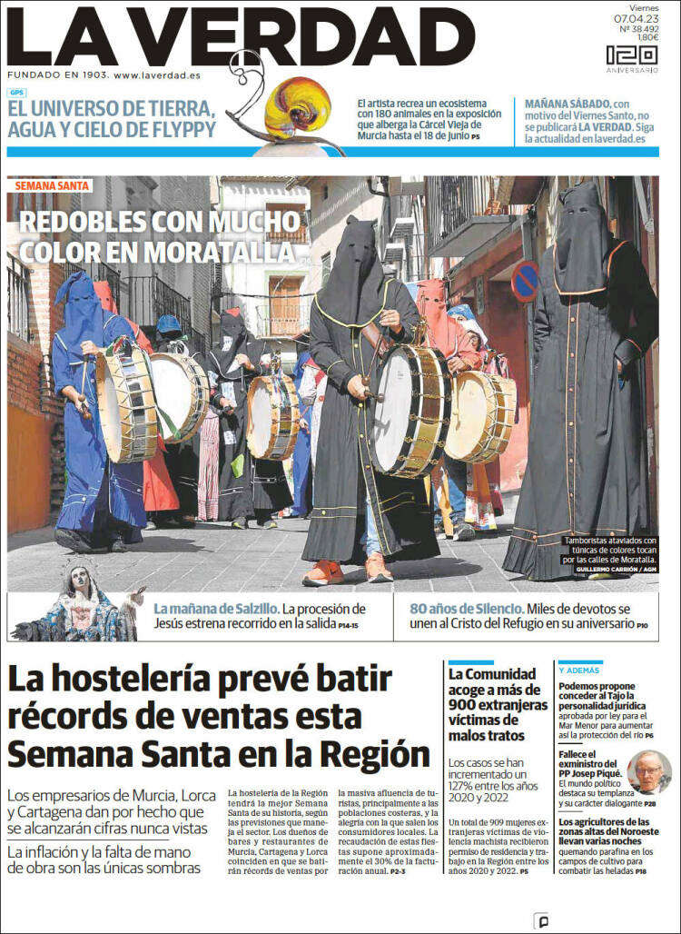 Portada de La Verdad de Murcia (España)