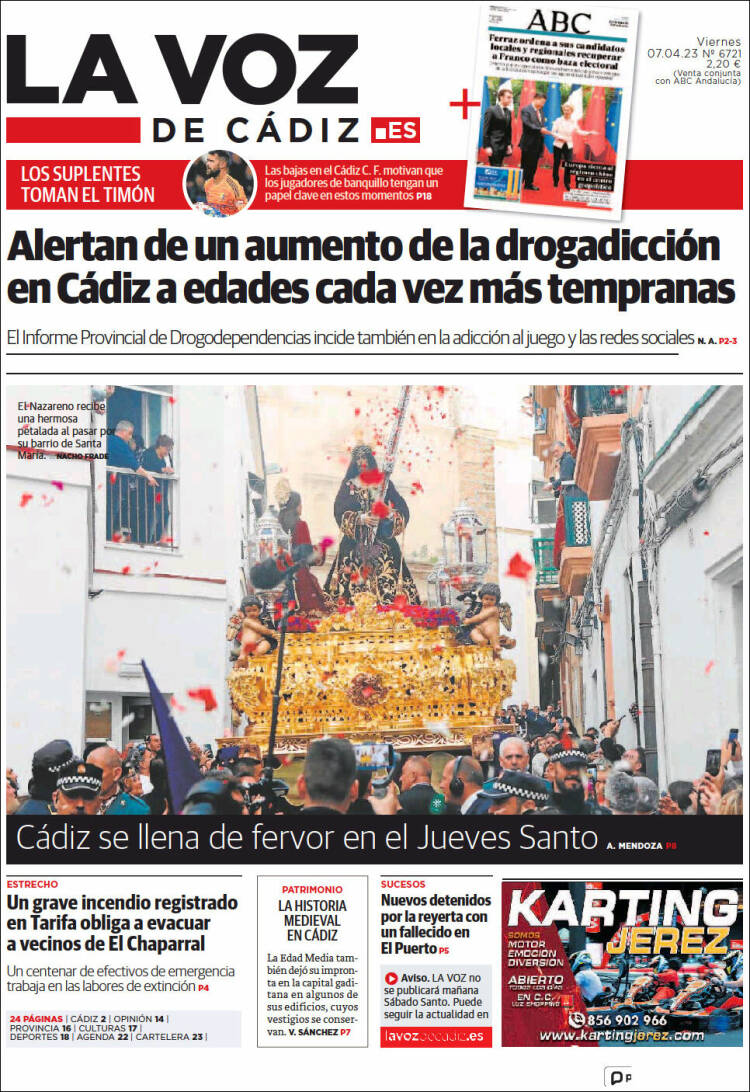 Portada de La Voz de Cádiz (España)