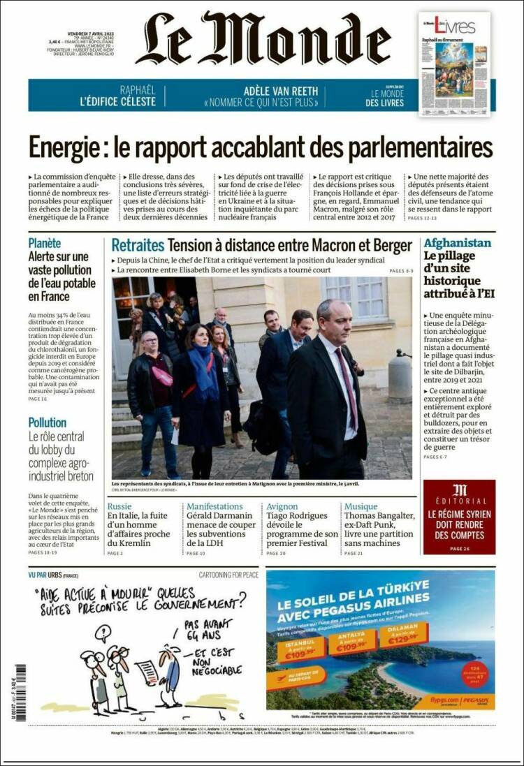 Portada de Le Monde (Francia)