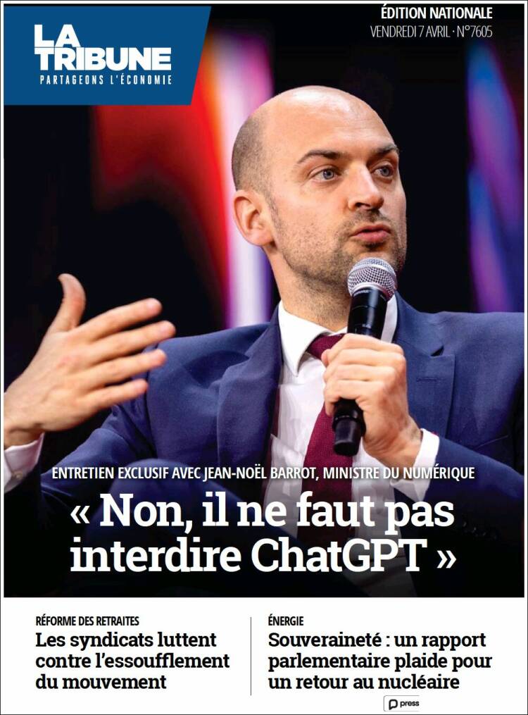 Portada de La Tribune (Francia)