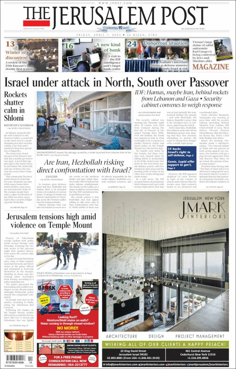 Portada de The Jerusalem Post (Israel)