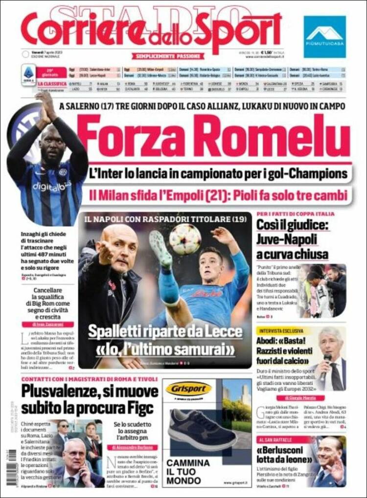 Portada de Corriere dello Sport (Italia)
