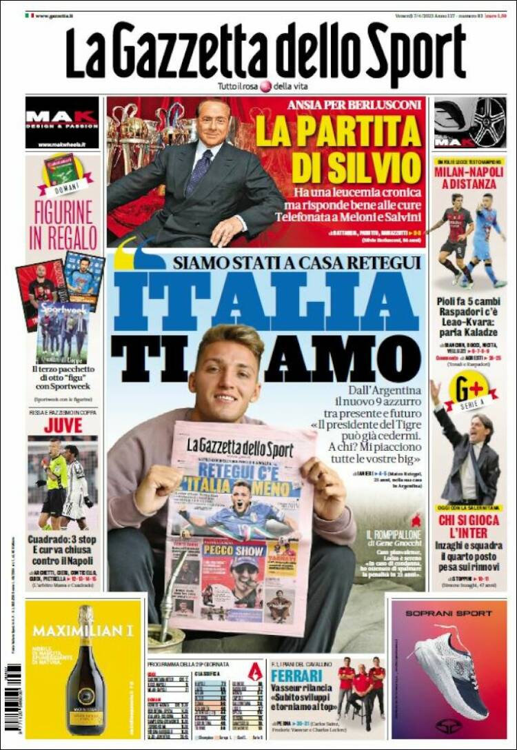 Portada de La Gazzetta dello Sport (Italia)