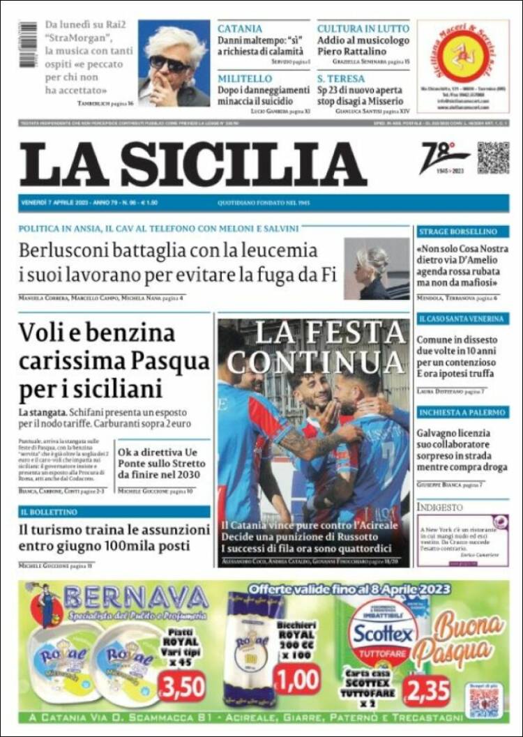 Portada de La Sicilia (Italia)