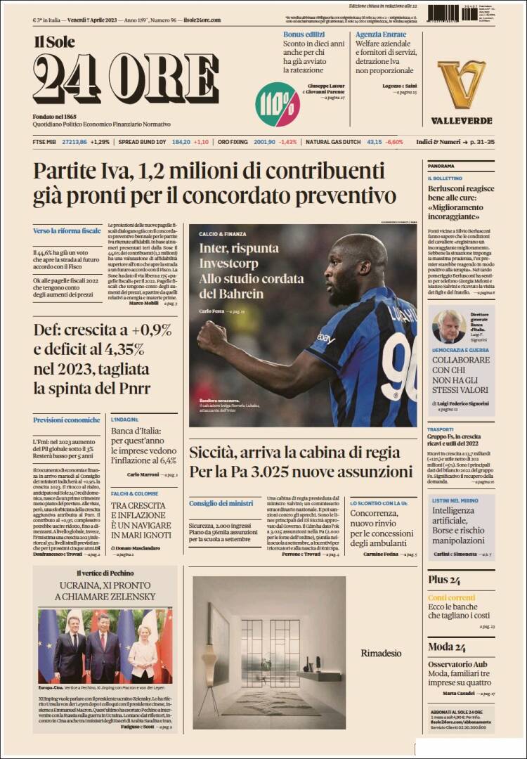 Periódico Il Sole 24 ORE (Italia). Periódicos de Italia. Edición de