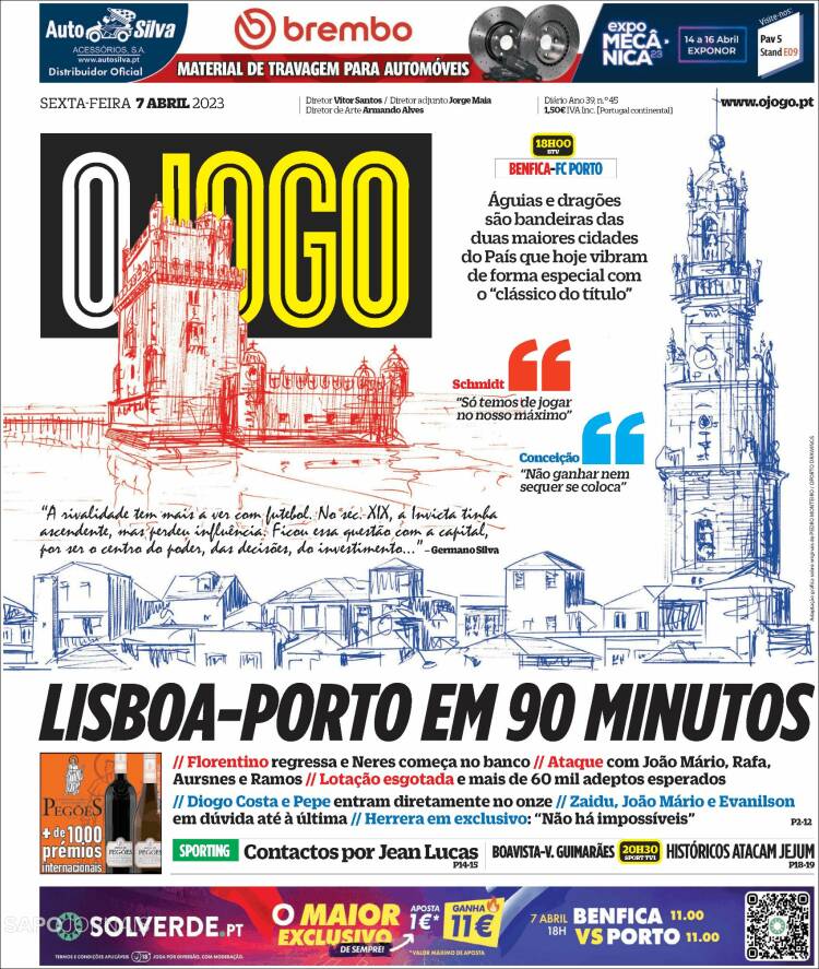 Portada de O Jogo (Portugal)