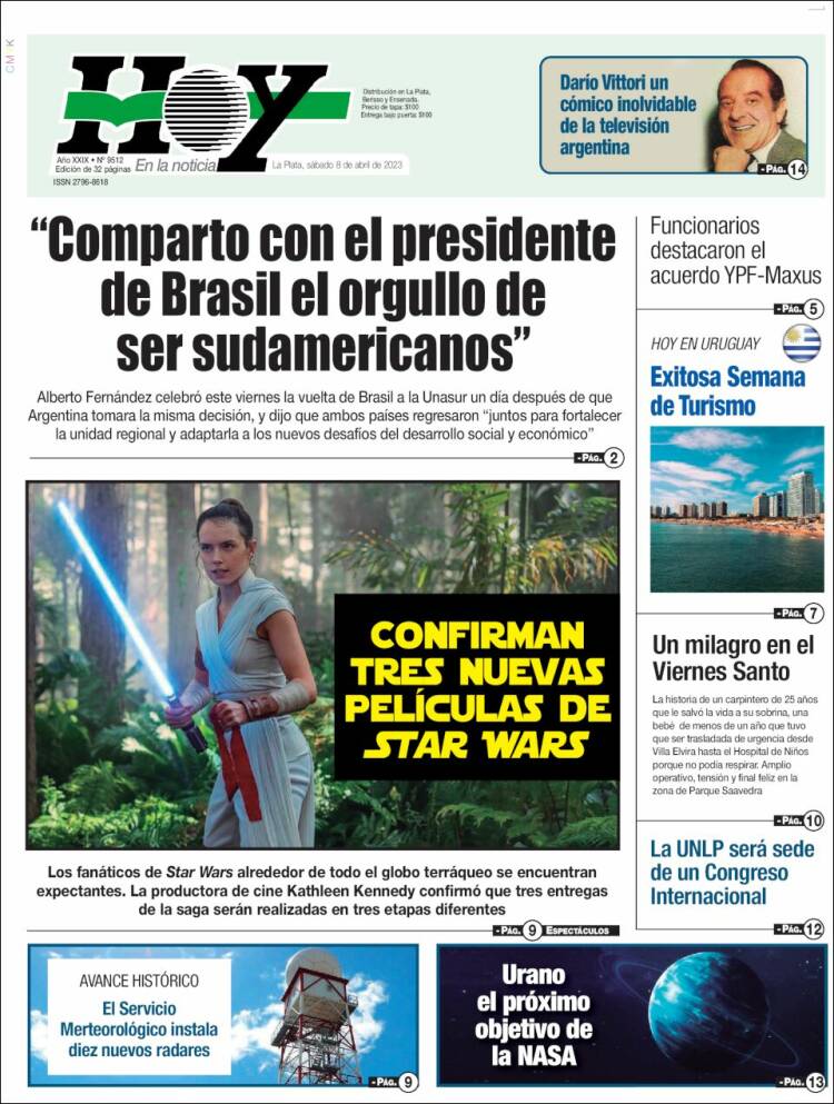 Portada de Diario Hoy (Argentina)