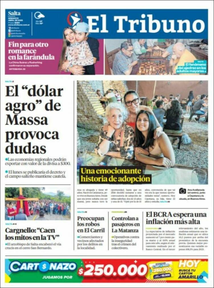 Portada de El Tribuno - Salta (Argentina)
