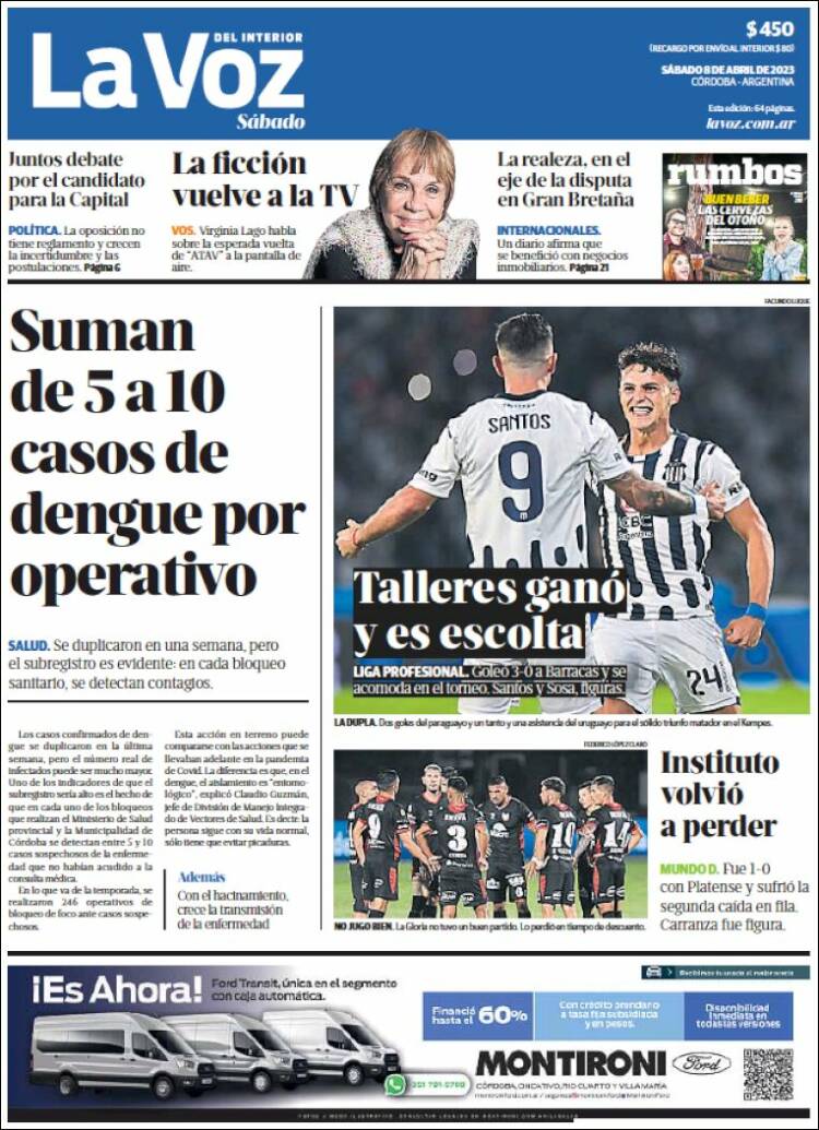 Portada de La Voz del Interior (Argentina)