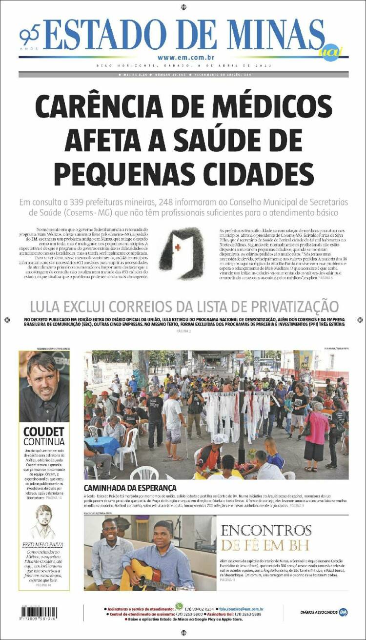 Portada de Jornal Estado de Minas (Brasil)