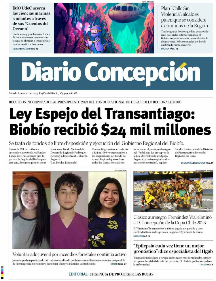 Portada de Diario de Concepción (Chile)