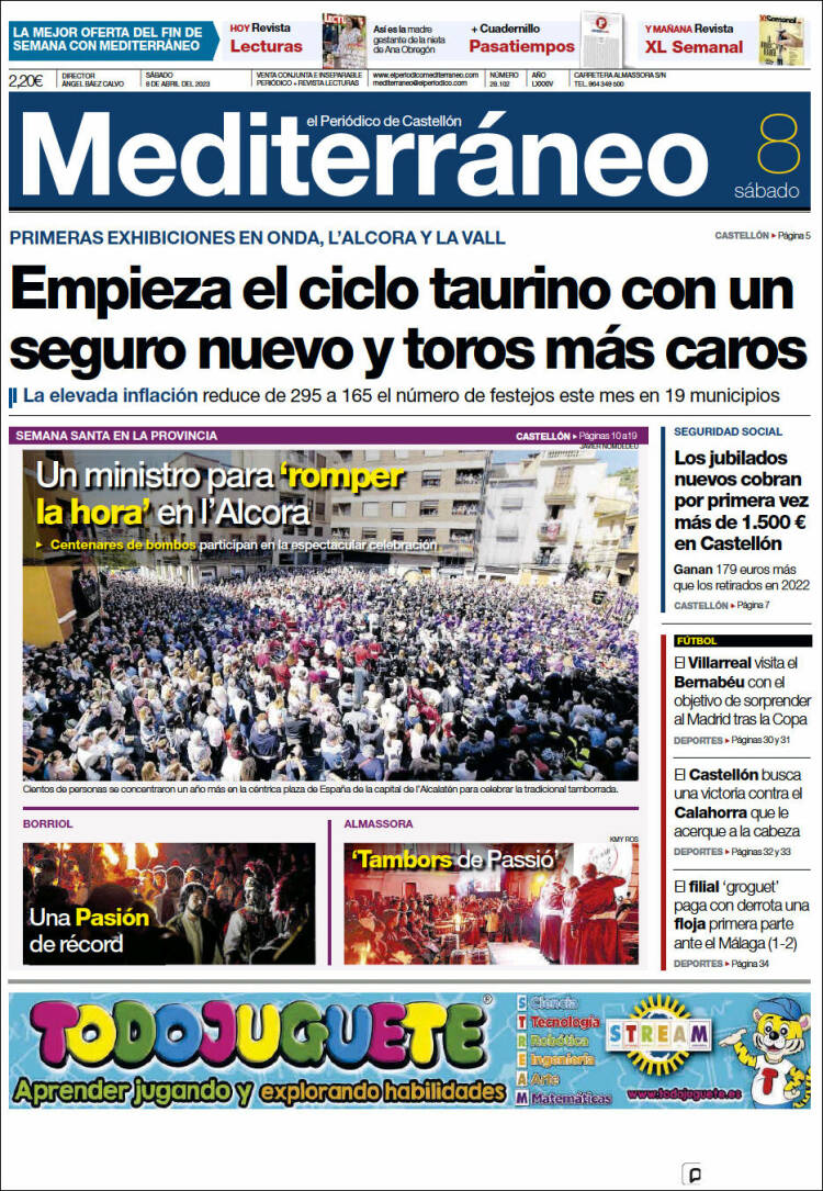 Portada de El Periódico Mediterraneo (España)