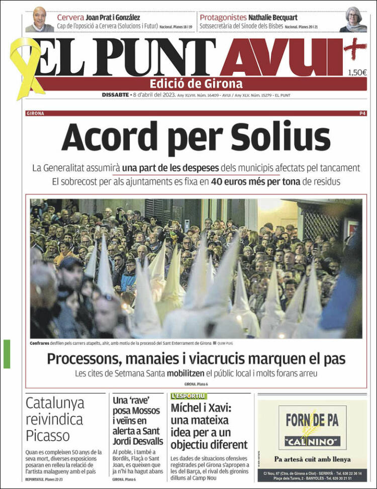 Portada de El Punt Avui - Girona (España)