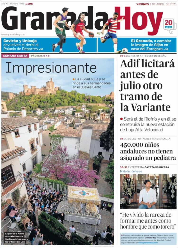 Portada de Granada Hoy (España)