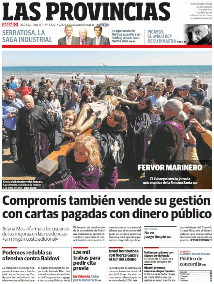 Portada de Las Provincias (España)