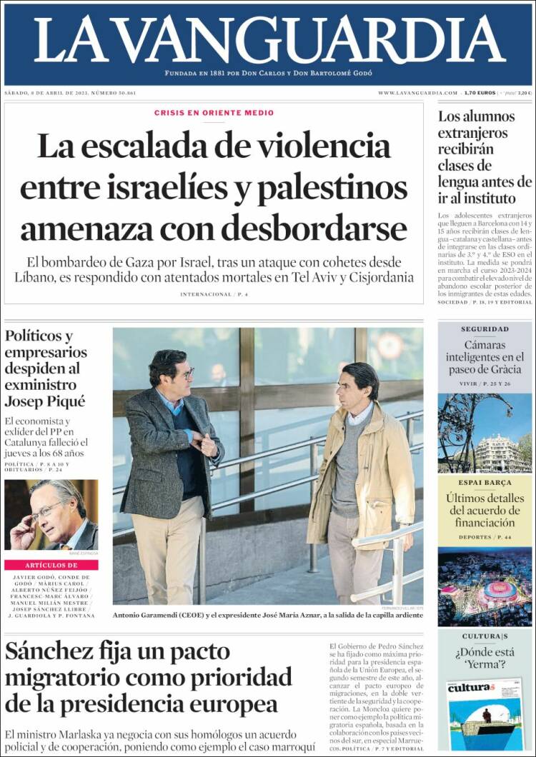 Portada de La Vanguardia (España)