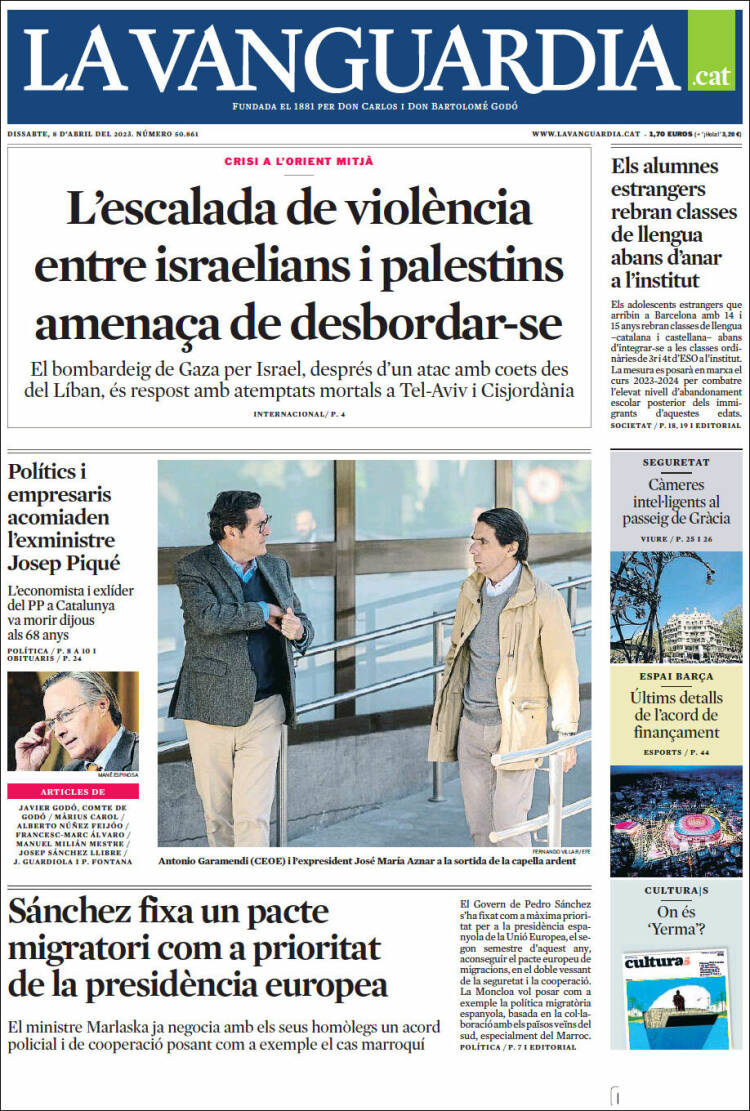 Portada de La Vanguardia (España)