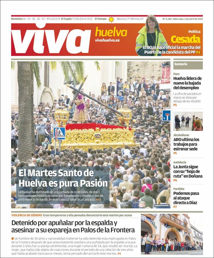 Portada de Viva Huelva (España)