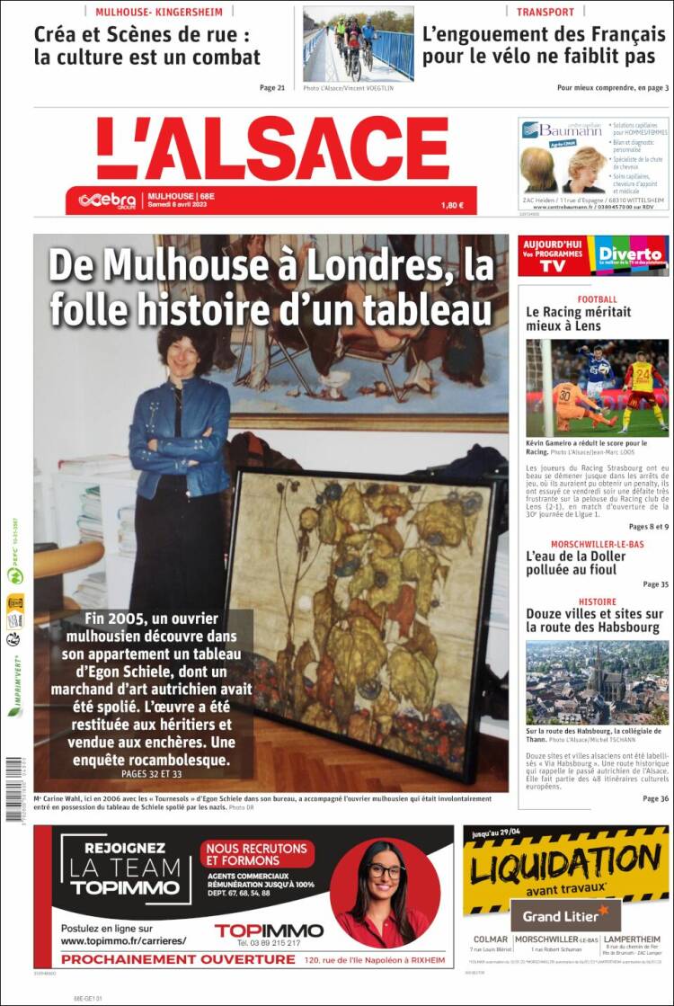 Portada de Journal L'Alsace (Francia)