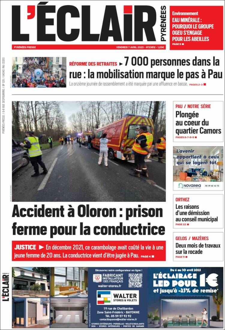 Portada de L'Eclair des Pyrénées (Francia)