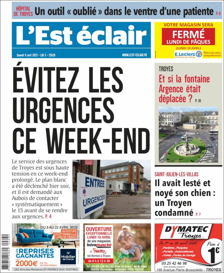 Portada de L'Est Eclair (Francia)