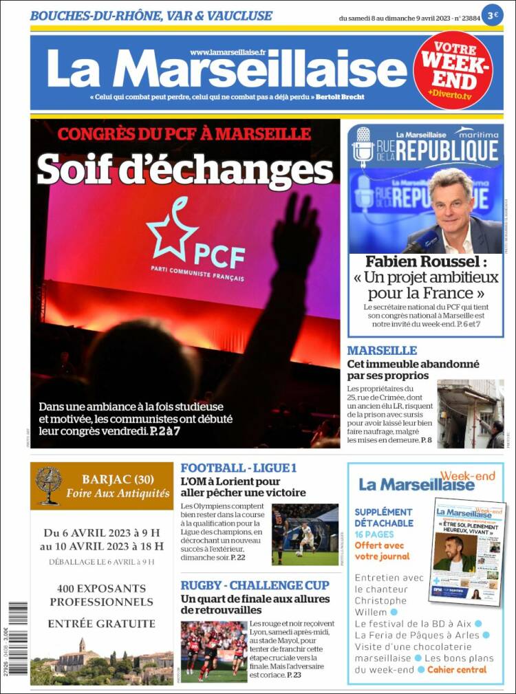 Portada de La Marseillaise (Francia)