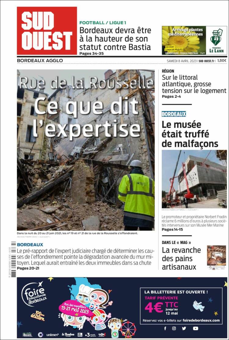 Portada de Sud Ouest (Francia)