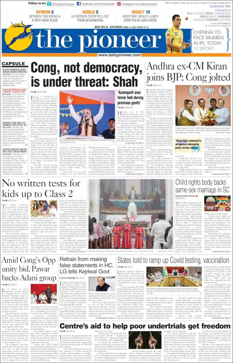 Portada de The Pioneer (India)