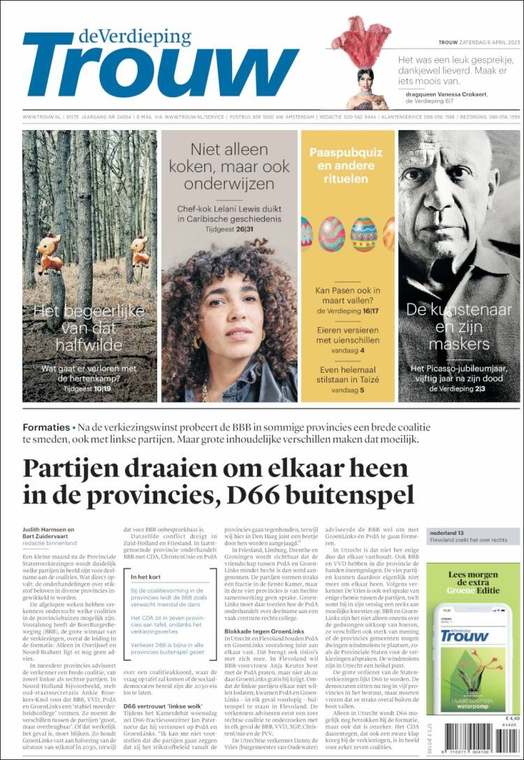 Portada de Trouw (Pa&iacute;ses Bajos)